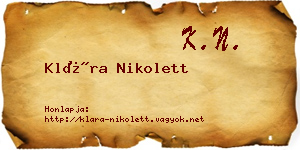 Klára Nikolett névjegykártya